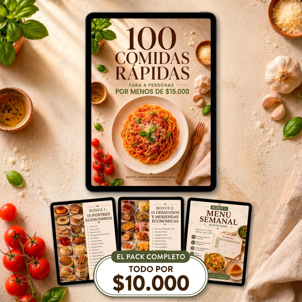 100 comidas para 4 personas por menos de $15.000 por comida + 3 bonos
